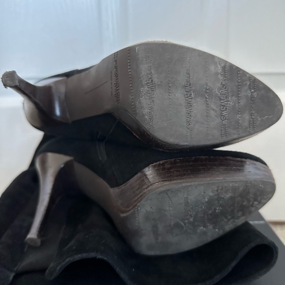 Stuart Weitzman platform boots 36.5 black with wooden heel - Picture 7 of 10